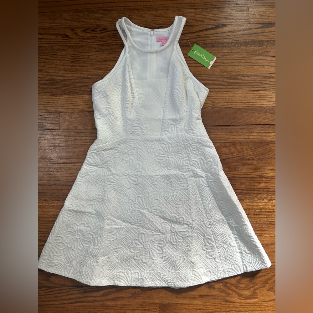 Lilly Pulitzer Elsie Party Dress, Size 6, Resort White, Floral Pique,Style#20169